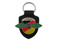 Keychains di cuoio personale GSG9, Keychains promozionale con il logo con l'emblema molle dello smalto