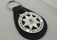 catena chiave del cuoio tedesco della polizia militare 3D, Keychains di cuoio personale in lega di zinco con l'emblema molle dello smalto