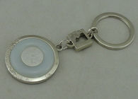 1 catena chiave promozionale in lega di zinco di pollice di 1/2 con il pezzo inserito, placcatura d'argento della porcellana