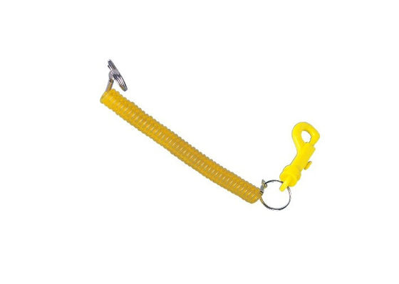 Plastica dei pp e PVC gialli Keychains promozionale, titolare della carta di credito con cavo a spirale 30583