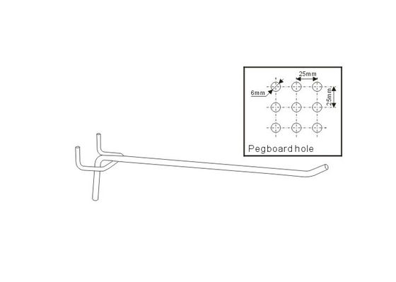 il cromo, zinco, esposizione di vendita al dettaglio di pegboard del filo di acciaio del metallo delle palle di nichelatura 7 aggancia 31141,31142,31143,31144,31145