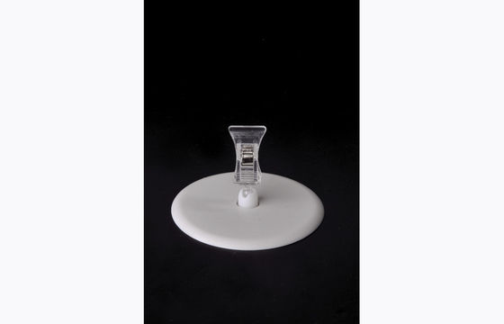 Clip di plastica trasparente del supporto del prezzo da pagare di PS, clip di POP con la base rotonda 15*9cm