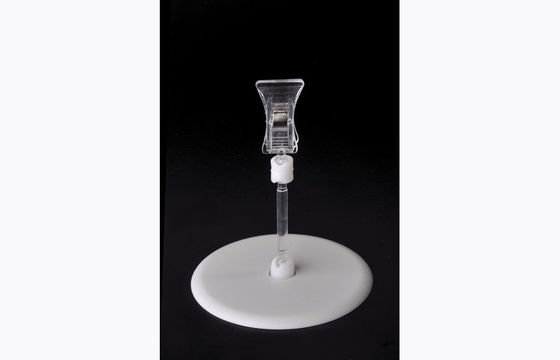 Clip di plastica trasparente del supporto del prezzo da pagare di PS, clip di POP con la base rotonda 15*9cm