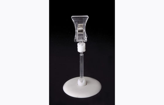 Clip di plastica trasparente del supporto del prezzo da pagare di PS, clip di POP con la base rotonda 15*9cm