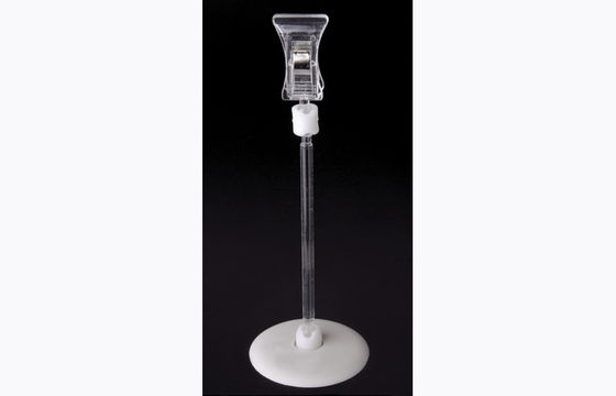 Clip di plastica trasparente del supporto del prezzo da pagare di PS, clip di POP con la base rotonda 15*9cm