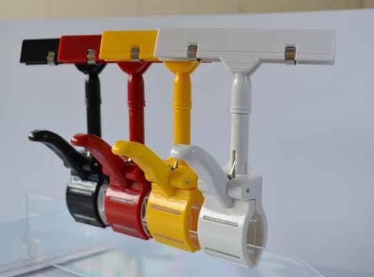 Clip del supporto del prezzo da pagare di promozione di POP dell'ABS, clip di plastica della scaffalatura di forma del pollice