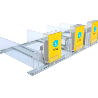 Spingitoio dello scaffale del supermercato dell'alimento, supporti al minuto di plastica del segno