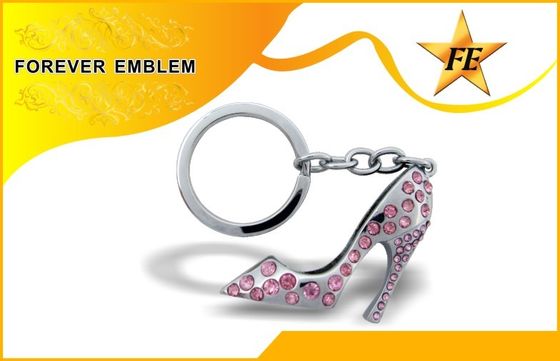 Argento promozionale di Keychains del metallo della scarpa a tacco alto con il cristallo di rocca