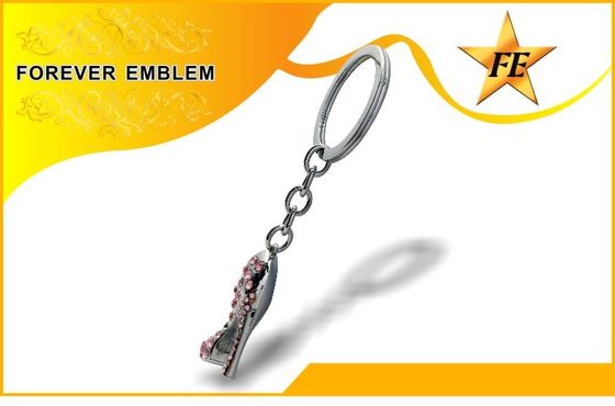 Argento promozionale di Keychains del metallo della scarpa a tacco alto con il cristallo di rocca