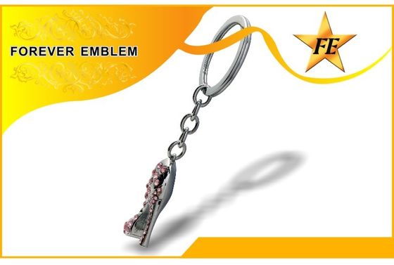 Argento promozionale di Keychains del metallo della scarpa a tacco alto con il cristallo di rocca