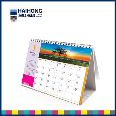 Servizio di stampa su misura del calendario da scrivania dell'ufficio giornalmente/della tavola, supporto grigio del bordo di 2.5mm